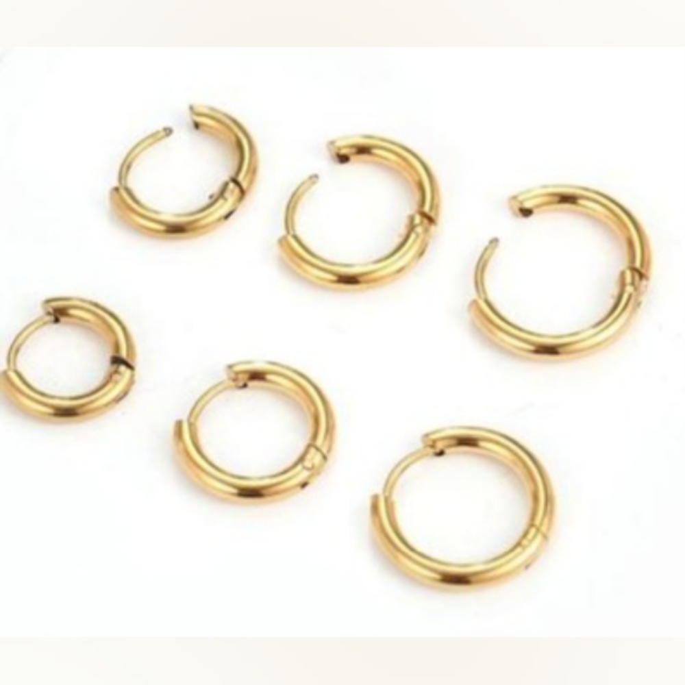 Set of 6 small earrings, surgical steel, men and women